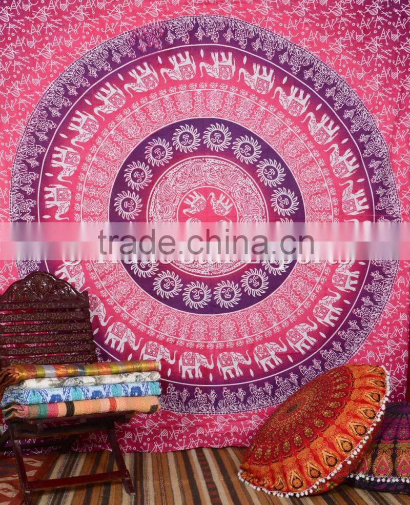 Large Size Ombre Mandala With Elephant Bohemian Wall Art Hippie Home Decorative Wall Hanging Tapestry