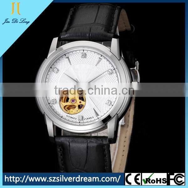 2016 Automatic Mechanical Tourbillion Men's Watch Fashion Genuine Leather Skeleton Wrist Watch
