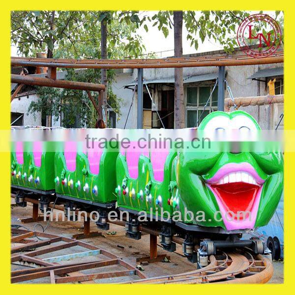 Green worm train !! Amusement park children's model electric train for sale