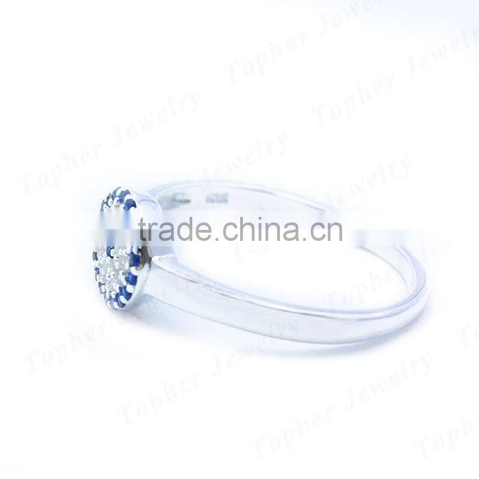 Bulk sale cheap rhodium plated 925 silver china cz rings
