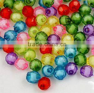 Wholesale acrylic beads,multicolored, 8mm faceted round with 2mm hole,11colors to option.