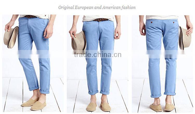 2015 latest design mens chinos slim fit 100% cotton casual pants