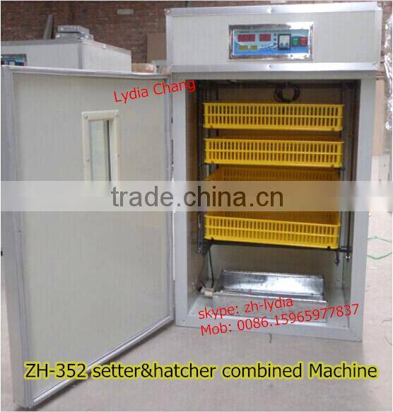 new type 352 chicken incubator with CE,setter&hatcher combined egg incubator from lydia