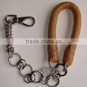Stylish Strong Padded Genuine Leather Dog Chain Leashes