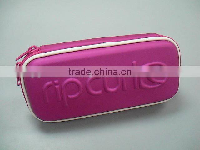 GC- Pink leather cover Embossed logo pressing mould eva case for pencil case