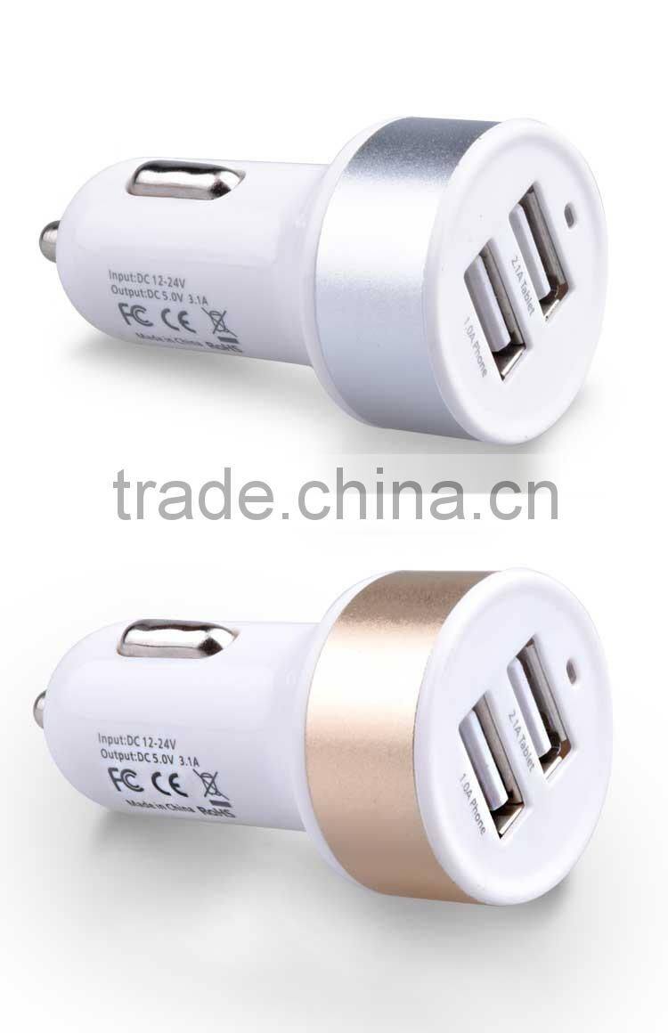 2016 Hot selling Portable Double Micro USB Car Charger For Apple and Andriod Device