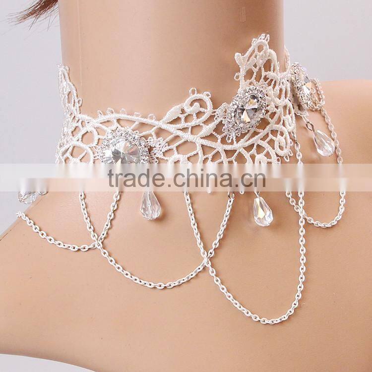 MYLOVE Women Goth Lace Gemstone Collar Choker Crystal Pendant Necklace Jewelry Gift MLY272