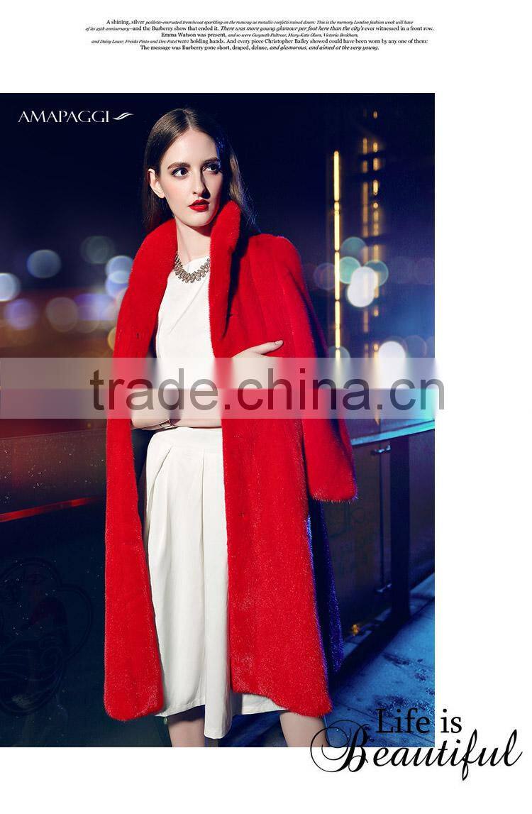 Red mink fur parka coat wholesale