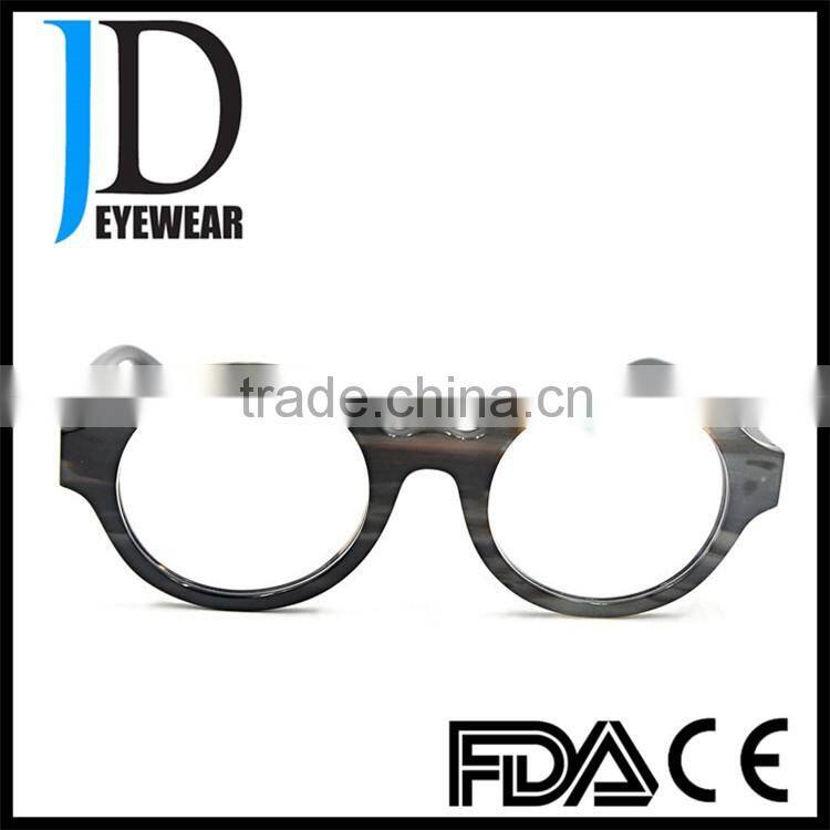 fashionable retro round buffalo horn eyewear custom logo buffalo horn eyeglasses