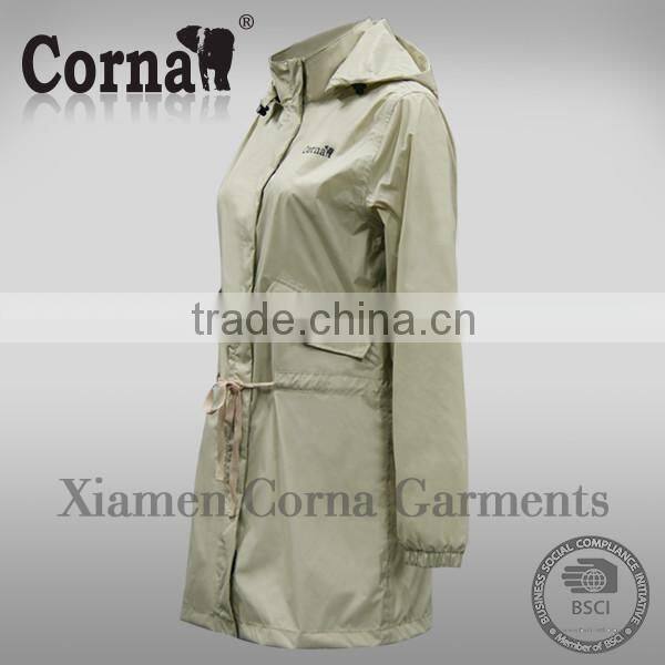 Cheap raincoat waterproof polyester women long parka