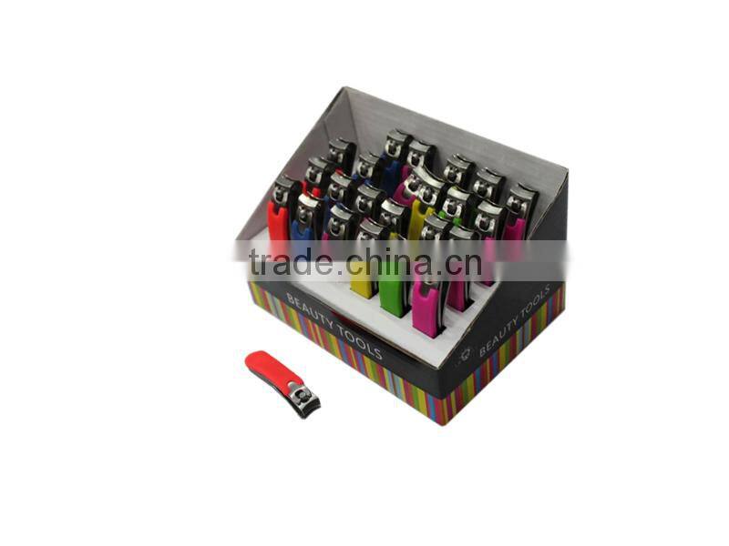 Nail clipper with silicon non-slip finger grips in display box