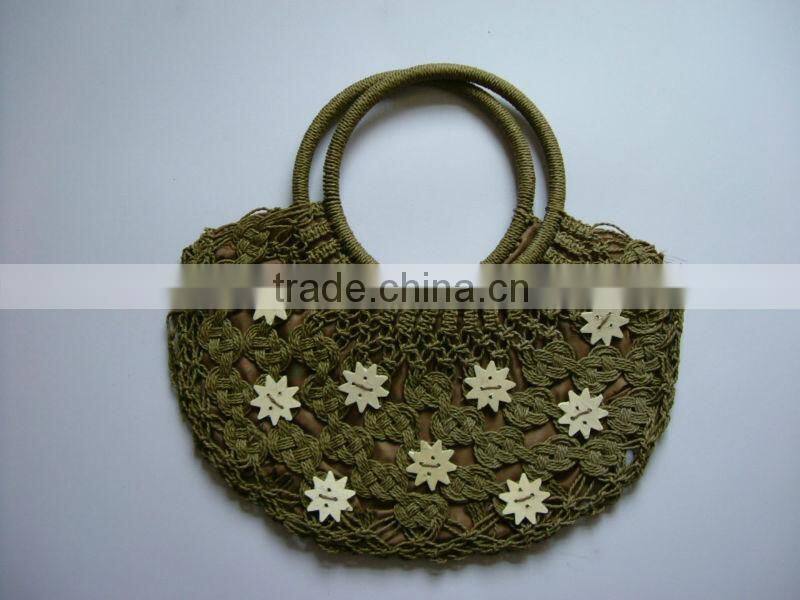 paper straw crochet lady handbag/straw bag