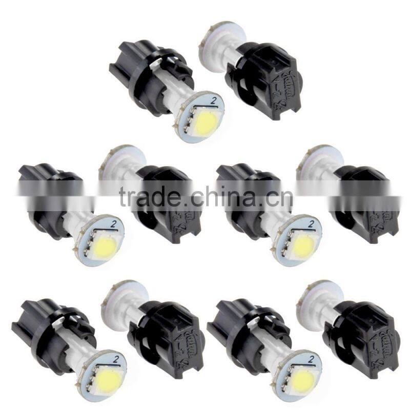 10 DC 12V 0.2W T5 LED 5050SMD Instrument Panel Dash Light Bulb White Holder