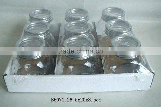glass jar set with shrink wrap