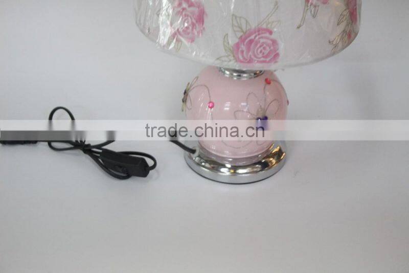 No.1 yiwu exporting commission agent wanted modern rose printed european bedside lamp/desk lamp