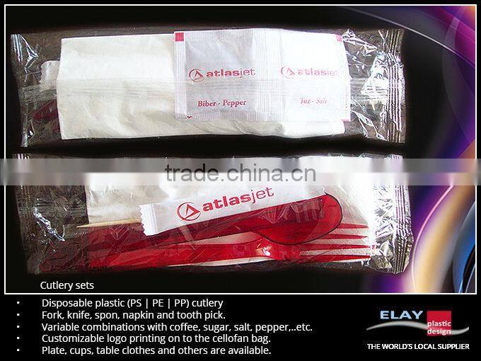 Airline plastic PS cutlery knife fork spoon pack disposable