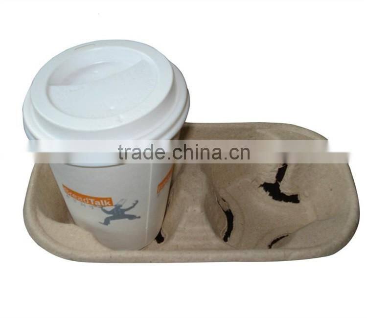 Custom water-proof four pulp mold coffee cup tray