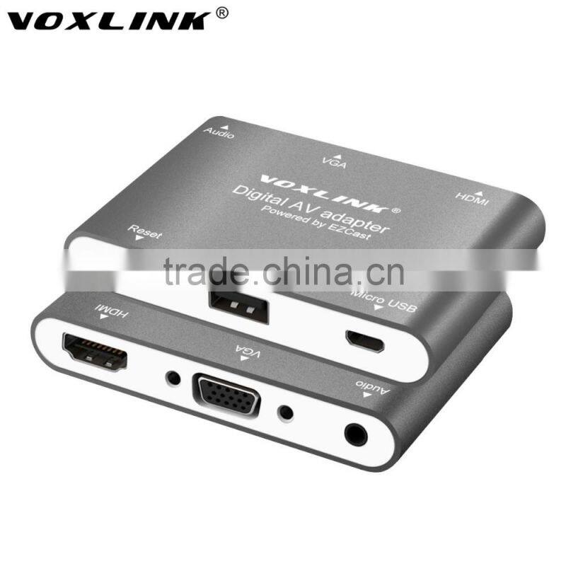 Hot Selling Best Quality VOXLINK Digital AV Adapter With HDMI And VGA+Audio Dual Display Converter Dark Gray