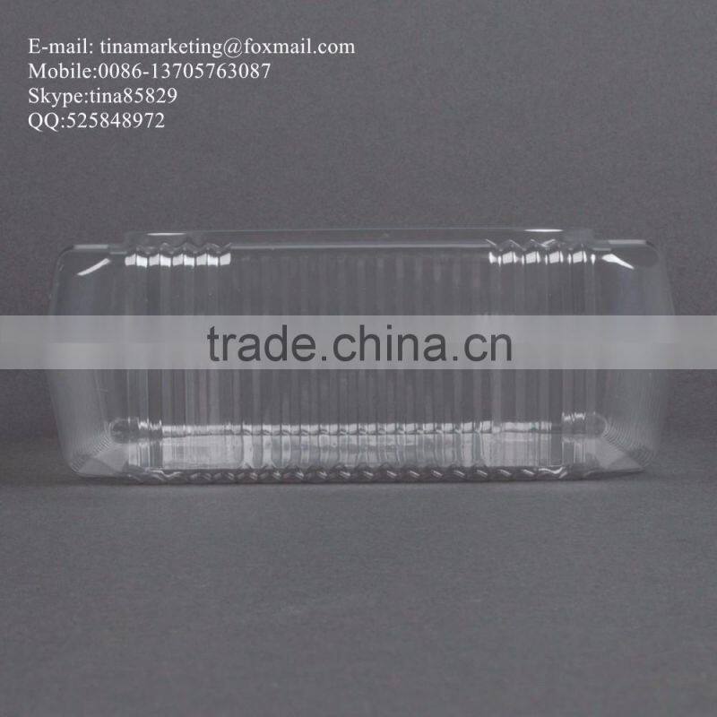 Square Clear Hinged Clamshell Type Plastic StayLock Medium Food Container for Salad, Muffins, Cake, Pastry and Fruit Packaging