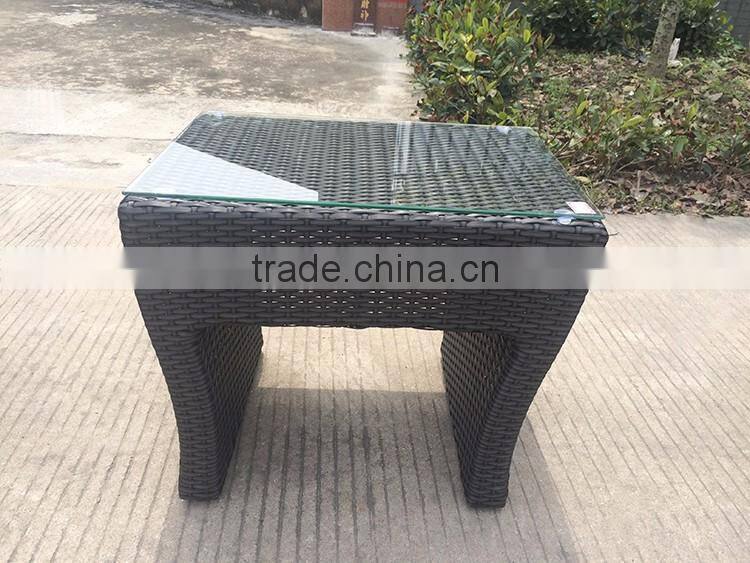 Modern Black Rattan High Back Wide Coffee Table Set