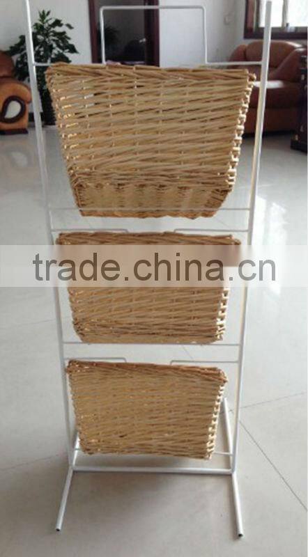 Cheap Wicker Magzine display rack basket