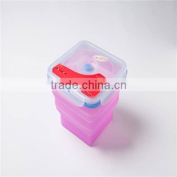 100% Food Grade Microwave Safe silicone foldable bowl with lockable lids