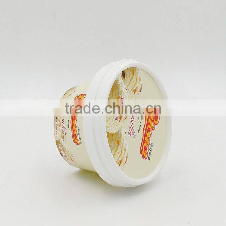 In mould labelling disposable ice cream containers,white ice cream container with spoon,plastic ice cream containers