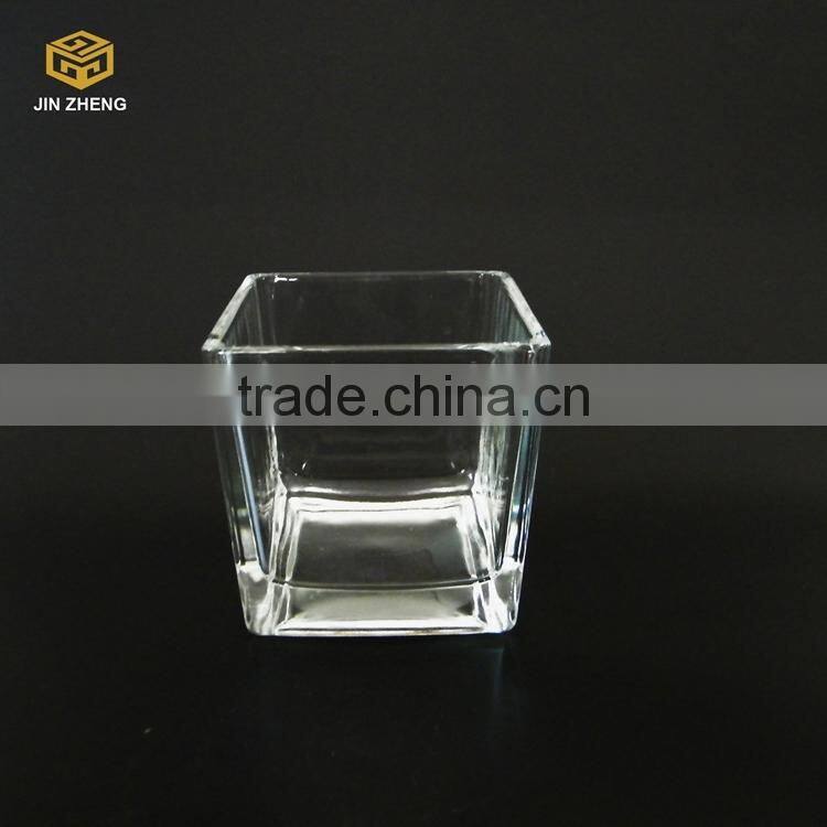 Square glass candle holder, glass candle jar, glassware for tealight