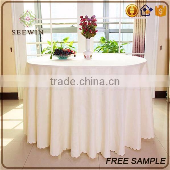 cheap elegant polyester fabric washable round fitted size vinyl tablecloth
