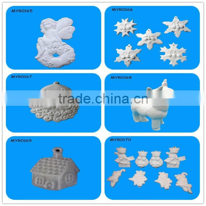 Unpainted Christmas SnowFlower Wholesale Ceramic Bisque Ornaments