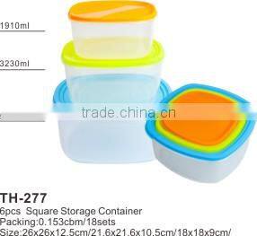6pcs food grade plastic storage conatiner sqyare shape NINGBO plastic factory