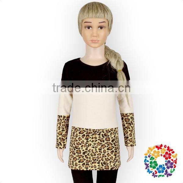 Black Champagne Leopard Long sleeves Baby Girl Spring wholesale t shirts
