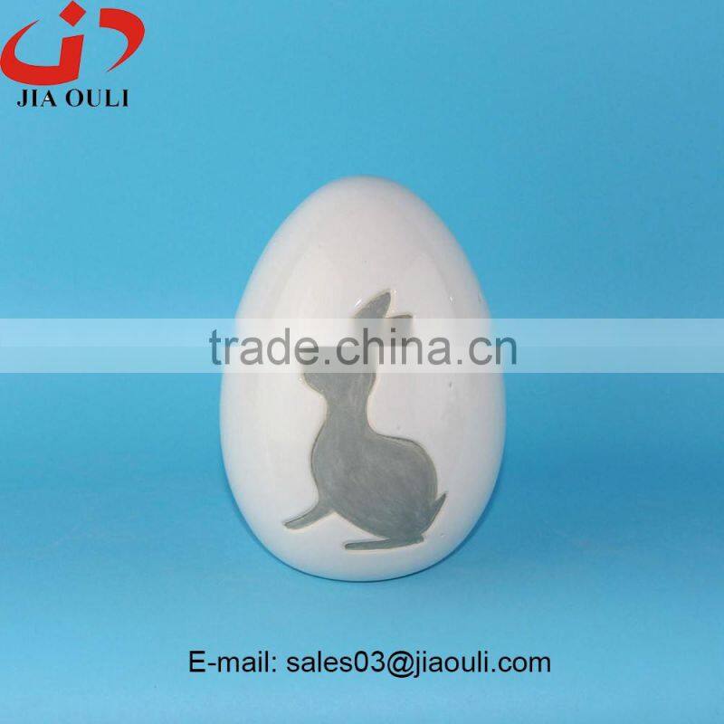 New design easter decoratiosn with rabbit ceramic egg