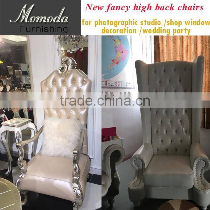 High Back Wing Chair in Upholstered Luxurious Tufted Beige Velvet