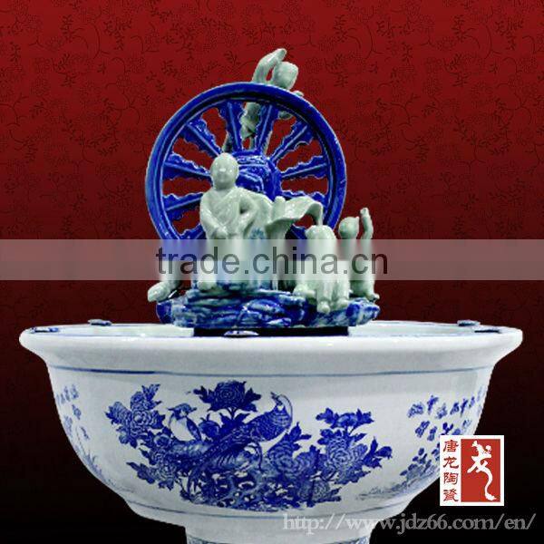 Jingdezhen High-grade Ceramic Garden home Boy and Girl Fountain