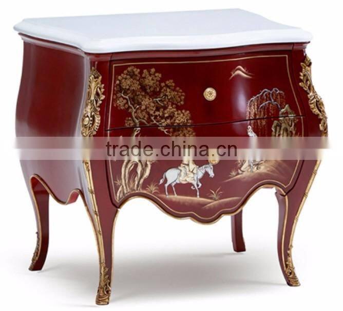 Exquisite Handmade French Versaille Solid Wood Bombe Chest Painted with Brown Lacquer and with Golden Brass Decor BF12-04254a