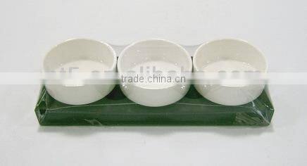 Set of 3 white round ceramic dish set,snack tray