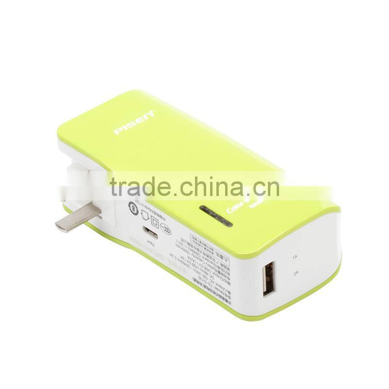 Power Bank 5000mAh with Folding Plug, green