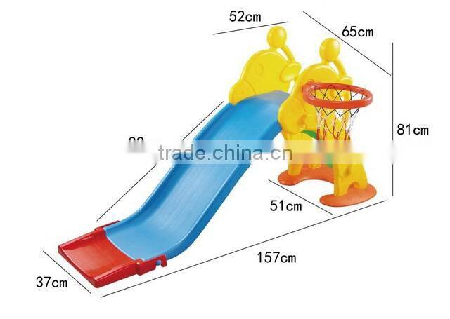 plastic outdoor garden slide set with basketball for wholesale