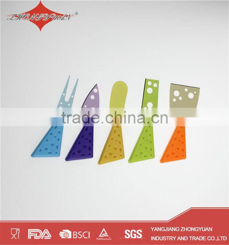 5 pcs colorful wholesale cheese knives set for kitchen gadget 2015