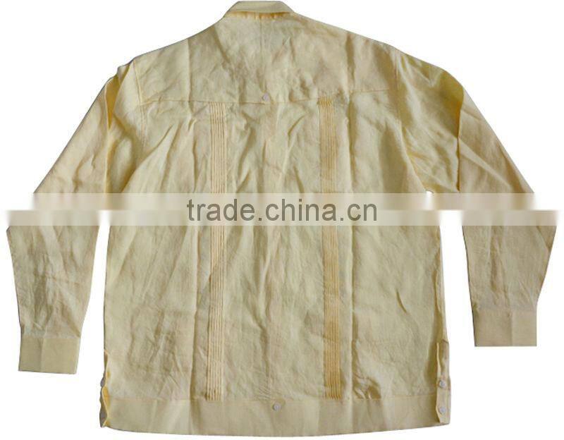 Men's 100% cotton Guayabera shirt with pintuck and embroidery