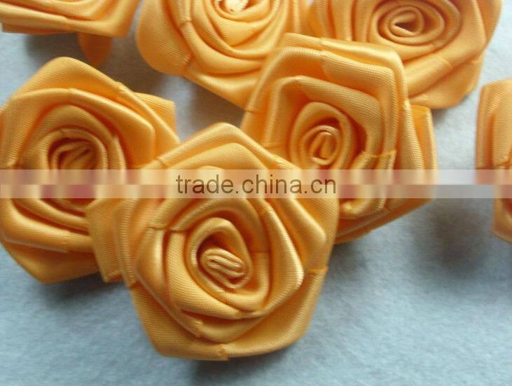 handmade satin ribbon gold rose flowers