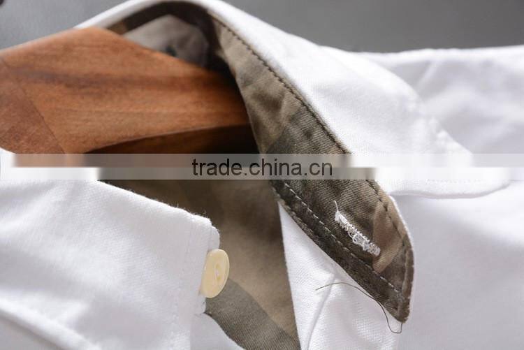 100% cotton men Oxford Casual Shirt, Long Sleeve Shirt with embroidery & elbow patch