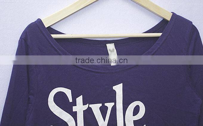 2012new fashion 100%cotton o-neck long sleeve women t shirt