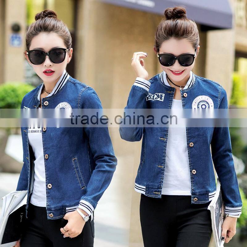 Wholesale long sleeves jeans women denim spring jacket for women
