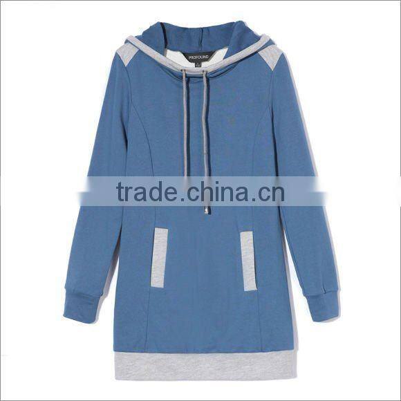 Womens casual fashion long sleeve plain longline wholesale blank pullover hoodies