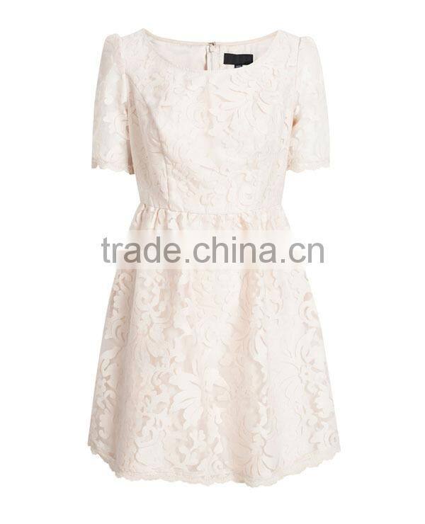 Modern high quality fashion new design ladies' lace overall thick short-sleeved new hot sexy nighty dress