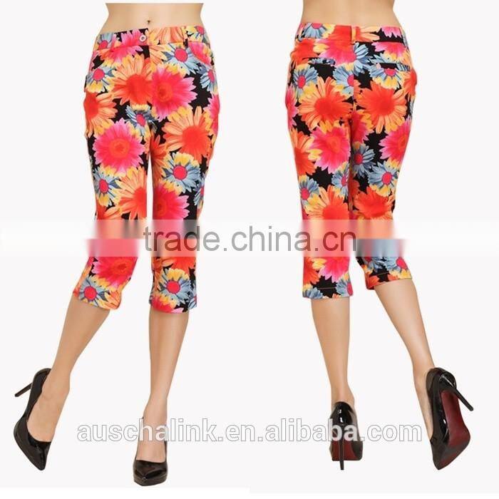 auschalink summer lady cool beach print colored cotton boho pants