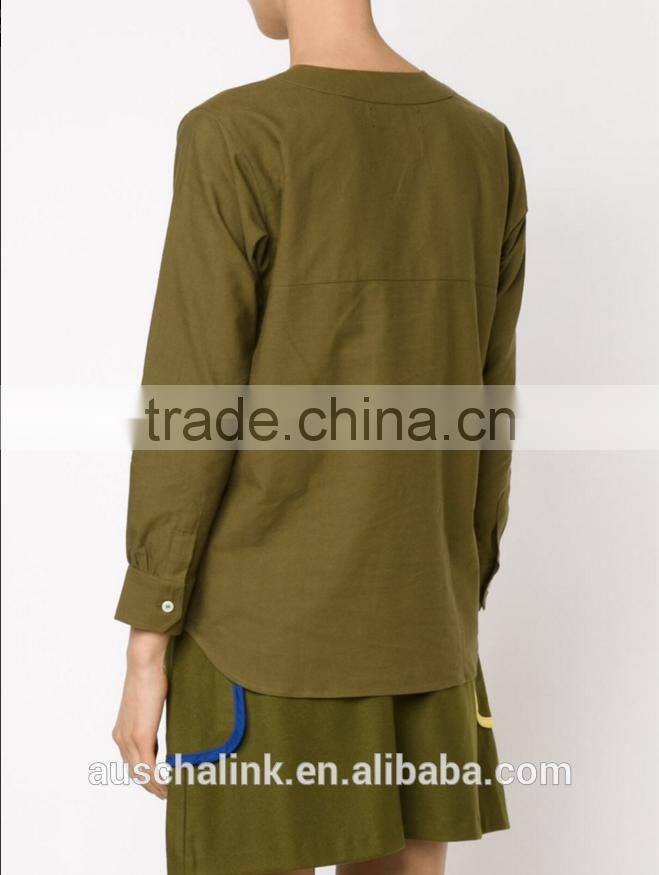 new arrival khaki patch pocket fancy casual shirt OEM service