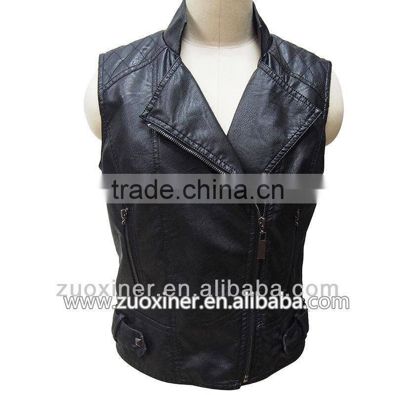 2014 woman sexy new design fashion pu leather vest